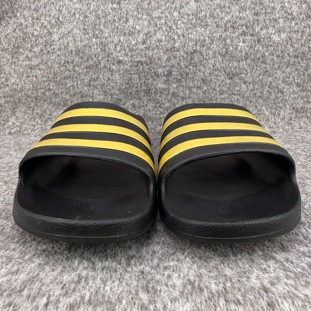 ✅Mens 14 Adidas Adilette Comfort Slides Sandals Lightweight Black/Gold 3-Stripe - Picture 5 of 13
